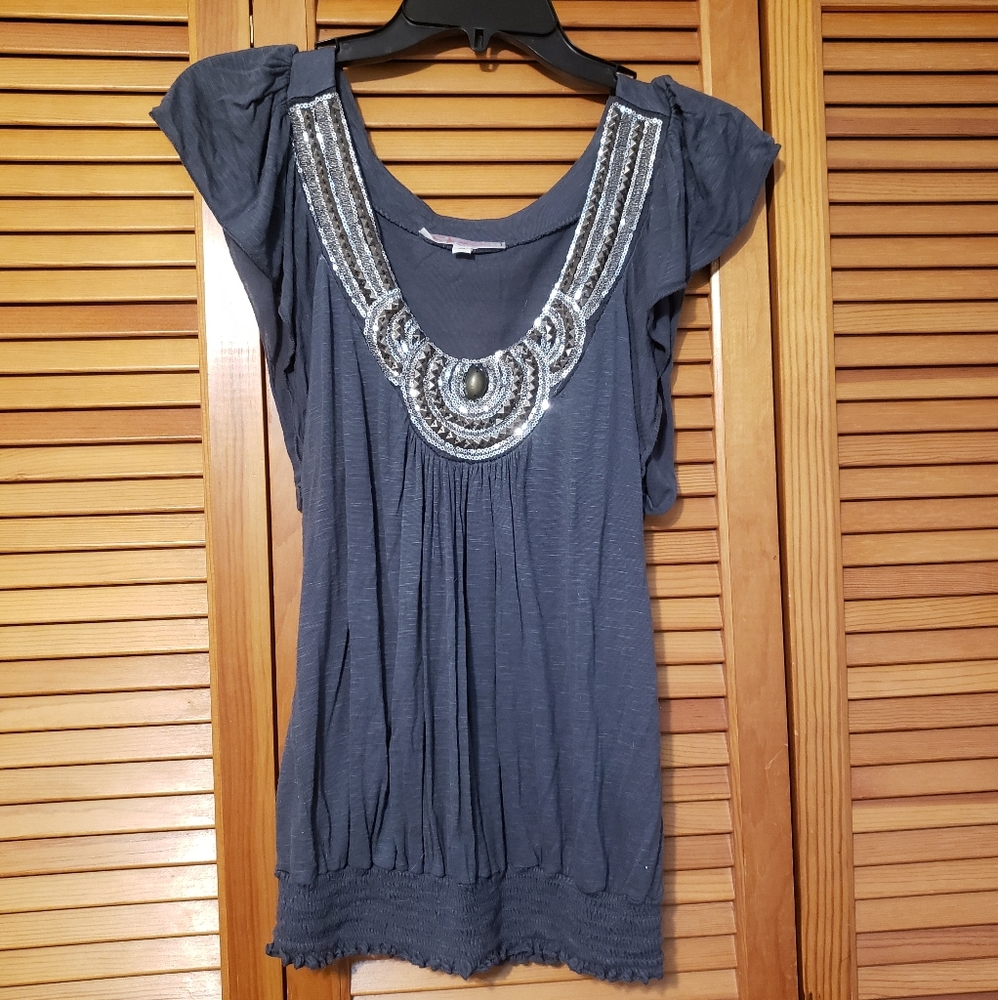 Gray Sequence Blouse